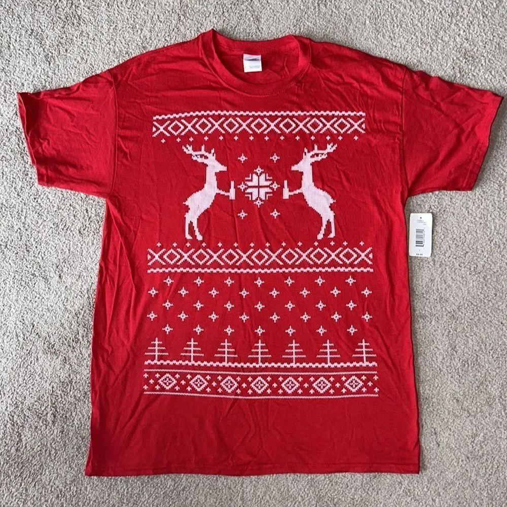 Fairisle Cherry Red Holiday Tee Shirt!